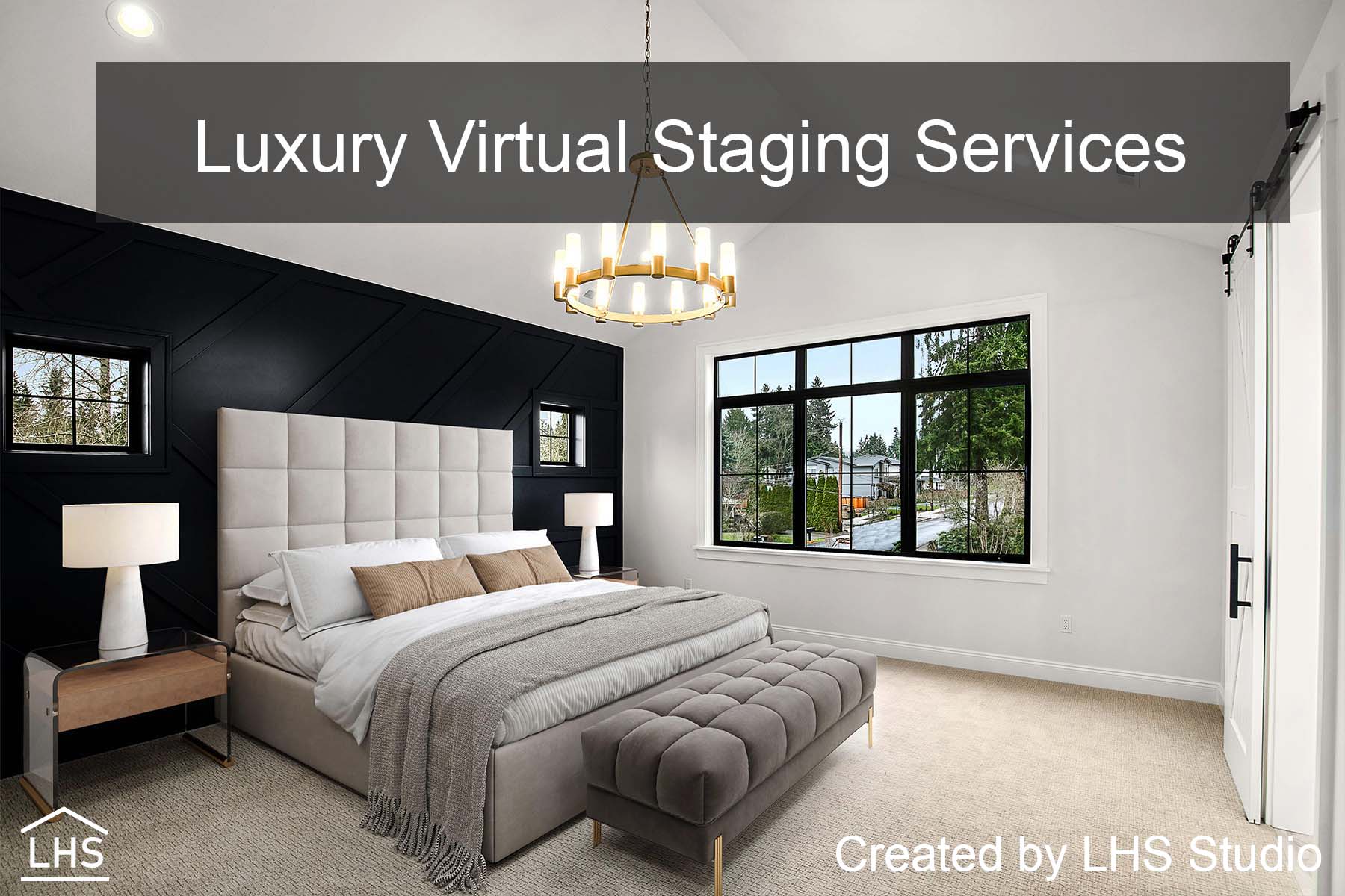 An AI-generated image showcasing a digitally staged living room with modern furniture and elegant decor.